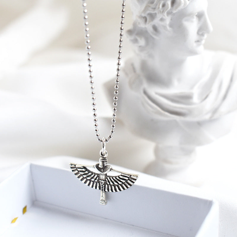 Collar de clavícula con colgante de Ángel con alas de plata de ley S925 al por mayor